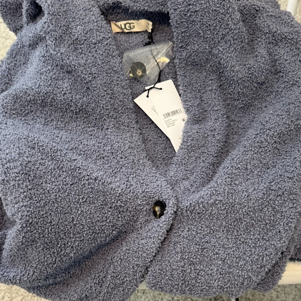 UGG Judith Cozy Periwinkle Blue Hooded Women's Cardigan/Robe Size S/XS Brand New - Picture 2 of 3